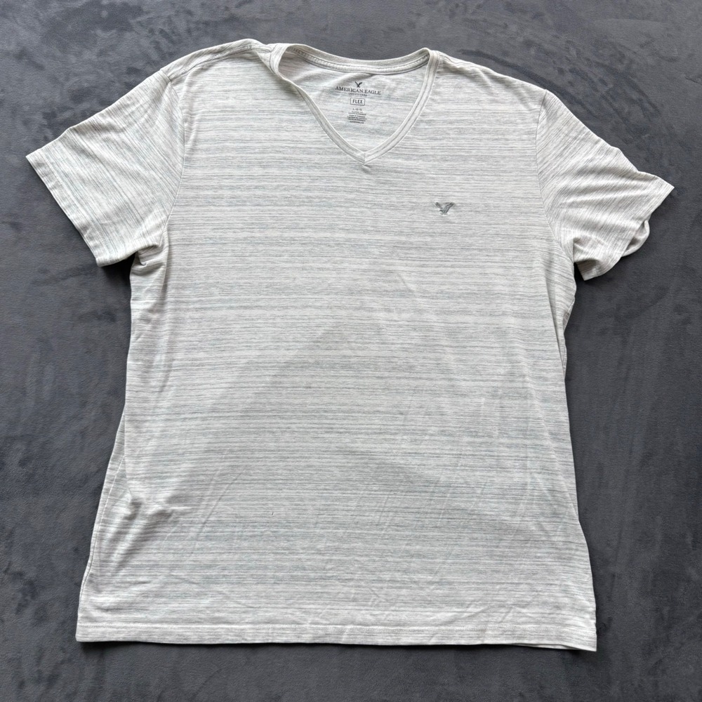 American Eagle Outfitters Mens Flex V-Neck T-Shirt Grey Space Dye Large L